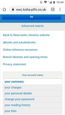 Screenshot or Your Account menu