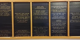 Photograph of leather memorial panels at West Road Crematorium