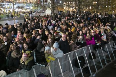 Crowds gather on Blackett Street