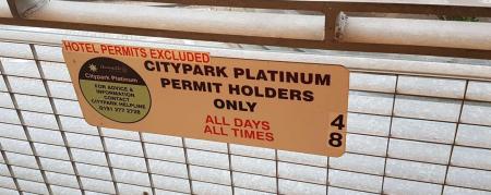 CityPark Platinum Permit holders only sign, advises permit holders all days and all times