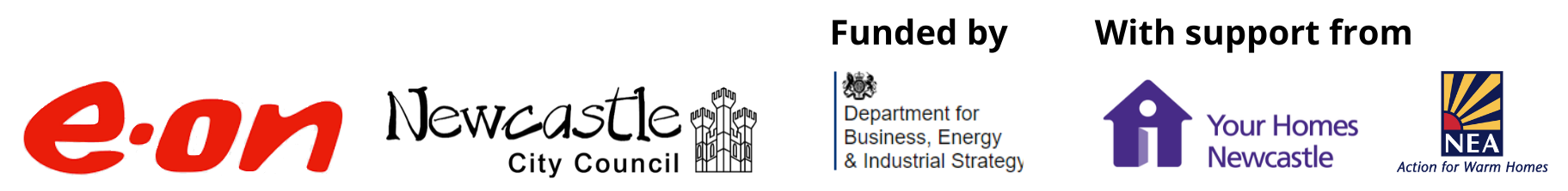 Logos of the partners in Newcastle's Electrification of Heat project