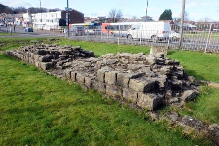 Original section of Hadrian's Wall near Denton Burn Library