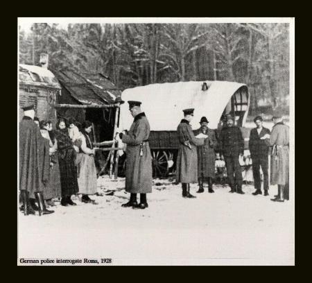 Roma people are interrogated by German police in 1928