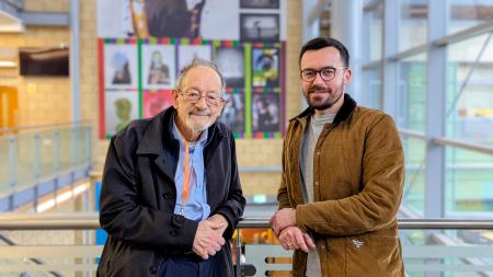 Dr Martin Stern MBE and Smajo Beso OBE at Excelsior School in Newcastle