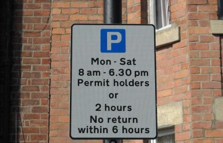 Permit holder or maximum stay sign states ‘Mon – Fri 8am – 6.30pm permit holders or 2 hours No return within 6 hours