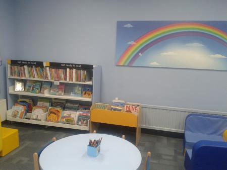 Newburn Library book shelves