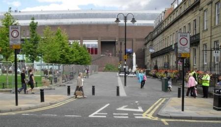Gateway signs on entrance to Pedestrain zone