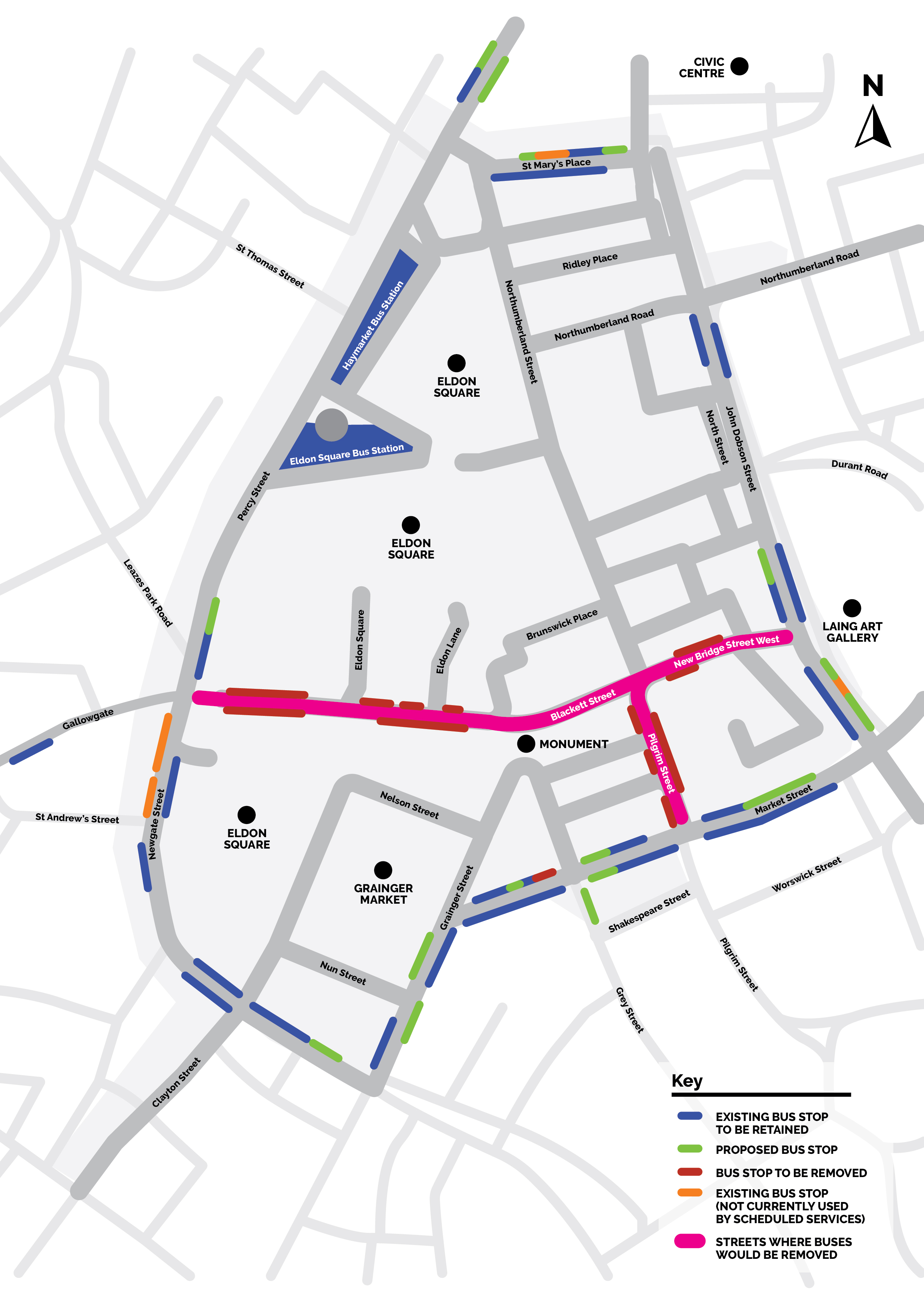 Map of Changes to bus operations