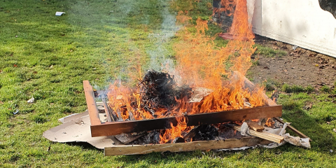 Flames rise from the illegal bonfire that Andrew Brown, 56, of Grainger Park Road in Elswick, was prosecuted for