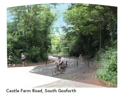 Picture shows a road on a bridge that has been closed to traffic with people cycling and jogging.