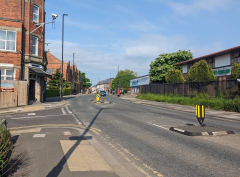 Photo shows a view along Elswick Road at the junction with Beech Grove Road.