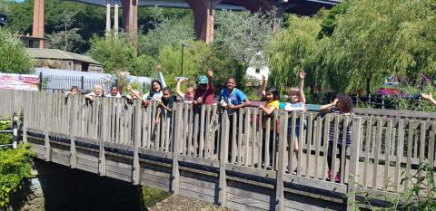 Group of Children on a bridge