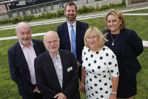 Speakers from the conference (left to right) Tony Durcan, Assistant Director of Transformation – Newcastle City Council. Jim Beirne, Chair – Newcastle Parks and Allotments Trust, James Cross, Chief Executive – Newcastle Parks and Allotments Trust, Pat Ritchie, Chief Executive – Newcastle City Council, Victoria Bradford-Keegan, Future Parks Delivery Director.