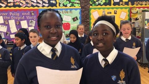 Year six pupils Maz and Jessica and their classmates rewrote Old Town Road