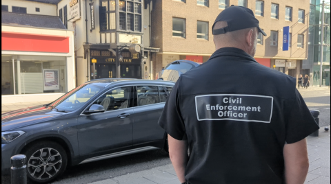 Pic of civil enforcement officer patrolling the city centre