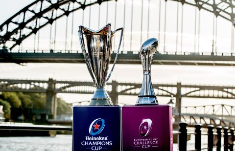 The two trophies on Newcastle Quayside