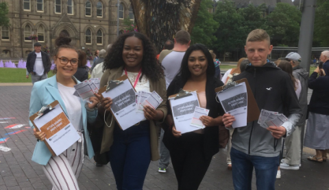 Photo credit @doughallam (Twitter) - 'Youth MP's start their campaigning for Make Your Mark.'