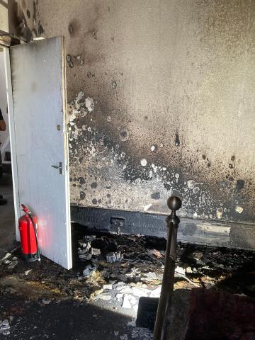 A fire damaged room caused by a dodgy e-bike battery 