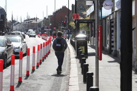 Image of Gosforth High Street with the bollards in place