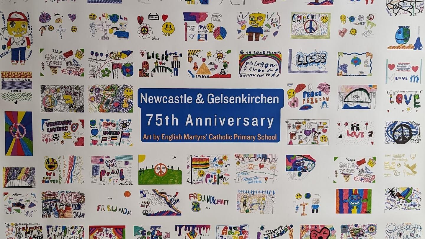 Children's artwork celebrating 75 years of twinning between Newcastle and Gelsenkirchen