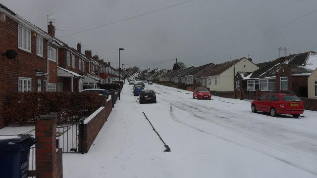 Houses in Fenham in the snow