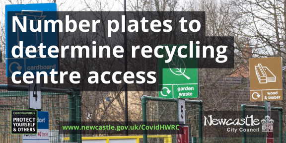 Photo of Walbottle recycling centre with the text Number plates to determine recycling centre access
