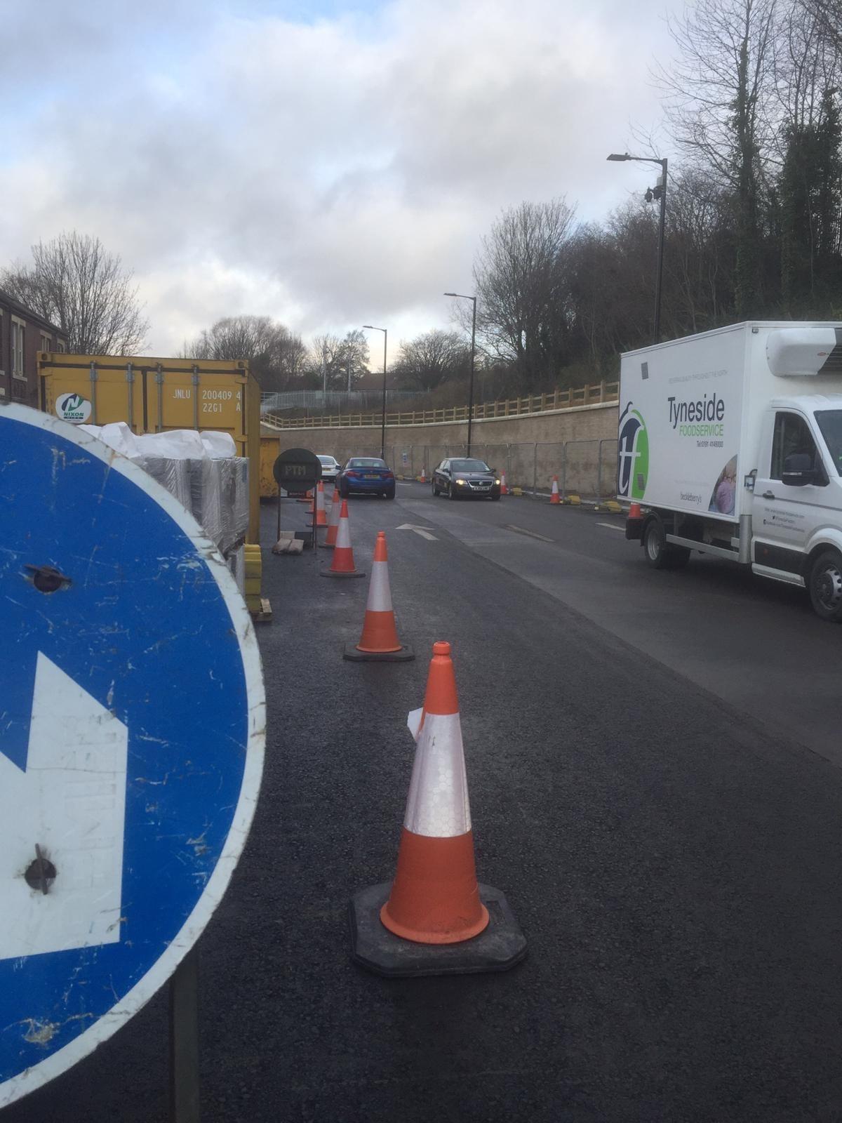 The temporary traffic lights have been removed on Killingworth Road