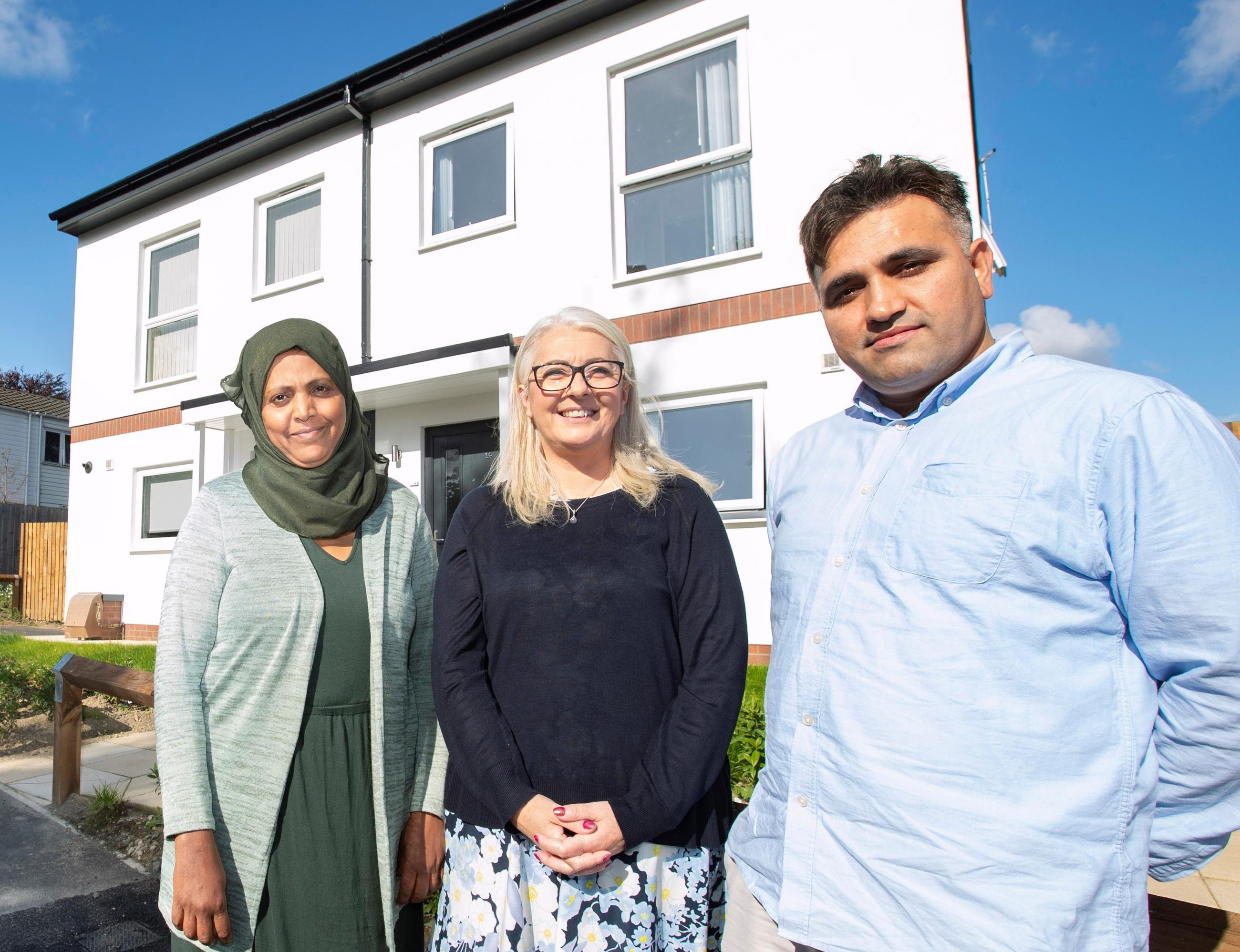 Councillor Linda Hobson welcomes residents to their new homes
