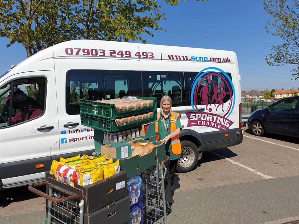 Sporting Chance take delivery of a donation of food