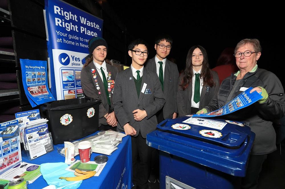Cllr Marion Williams, Cabinet member for a Connected, Clean City, with students.