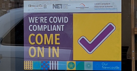 Newcastle Covid Complaint Assurance Scheme sticker in situ